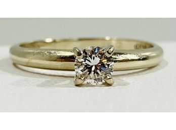 Vintage 14 K White Gold Diamond Solitaire Ring
