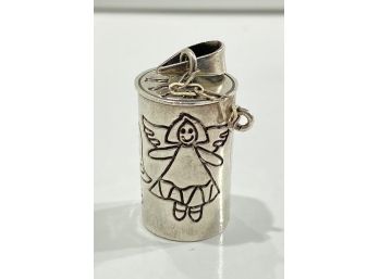 Unique Sterling Silver 'Wishes' Covered Bottle Pendant   - Angel Motif -