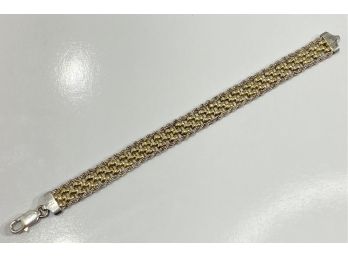 Sterling Silver & Gold Wash Bracelet - Rope And Link Design