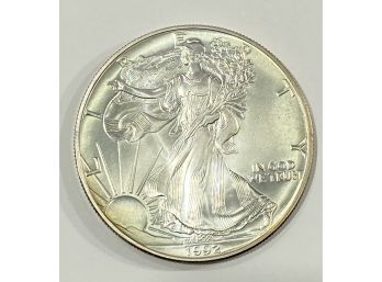 1992 US Silver Eagle .999 Fine Silver Bullion Dollar Coin