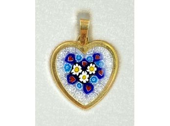 18 K Yellow Gold & Murano Glass Heart Pendant