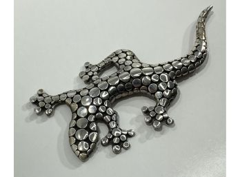Unique Large Sterling Silver Lizard Pin