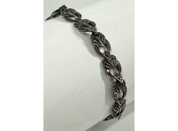 Vintage Sterling Silver & Marcasite Link Bracelet
