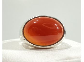 Large Sterling Silver & Carnelian Ring