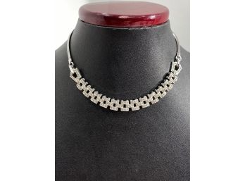 Spectacular Vintage Sterling Silver & Rhinestone Choker  / Snake Necklace