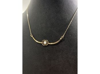 Vintage 14 K Gold Filled Genuine Opal Necklace And Pendant