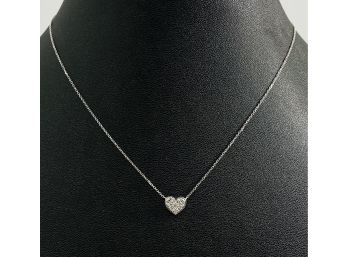 14 K White Gold & Diamond Heart Necklace