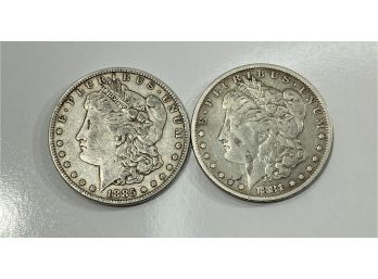 Lot Of (2) Old US Morgan Silver Dollars   - 1881 & 1885