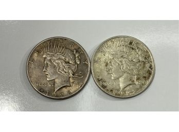 Lot Of (2) Old US Peace Silver Dollars   - 1922-D    & 1926