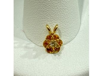 Vintage 10 K Yellow Gold & Diamond Solitaire Pendant