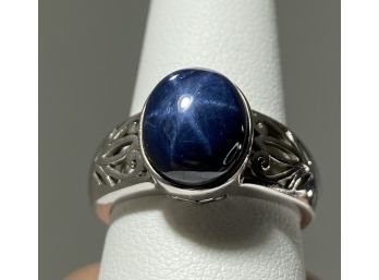 Sterling Silver & Blue Star Sapphire Ring
