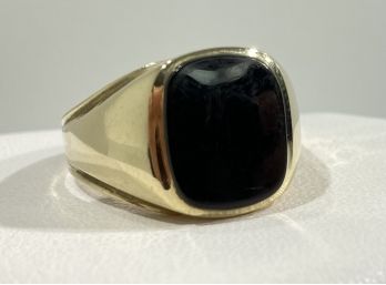 Vintage 10 K Yellow Gold & Black Onyx Men's Ring