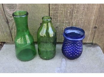 Vintage Unique  Glass Vessels Includes Rolling Rock & M. LaMont Vineyards