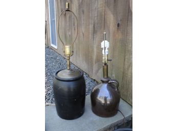 Fantastic Pair Of Vintage Stoneware  Lamps