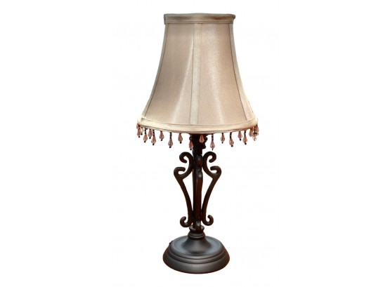 French Country Design Desk Lamp With A Jeweled Tasseled Shade