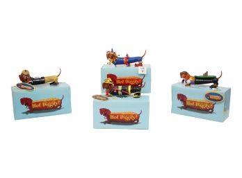 New In Box! Collection Of Four Westland Hot Diggity Dog With Original Boxes And Packaging