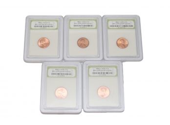 Collection Of Brilliant Uncirculated Pennies: 1980-P, 1982-P, 1985-P, 2000-D, 2007-D
