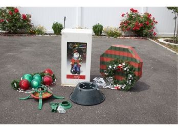 31' Fiber Optic Color Changing Snowman, Garland With Large Christmas Bulbs Lights And More!