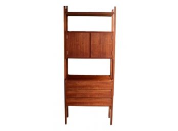 Mid-Century Wall Unit With Three Drawers And Top Cabinet *