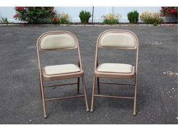 Pair Of Cushion Metal Folding Chairs