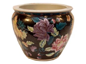 Vintage Ceramic Chinese Jardiniere/ Fish Bowl Planter
