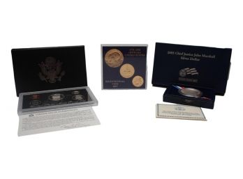 1776-1976 Bicentennial Coin Set, 1992, Silver Proof Set, 2005 Chief Justice John Marshal Silver Dollar