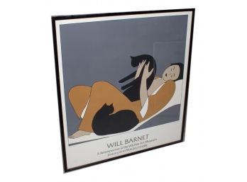 Framed Seriograph Poster Will Barnett 'women With Cats'