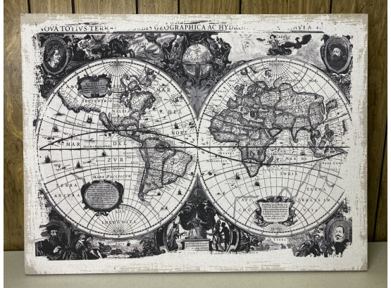 Vintage-Style World Map On Canvas