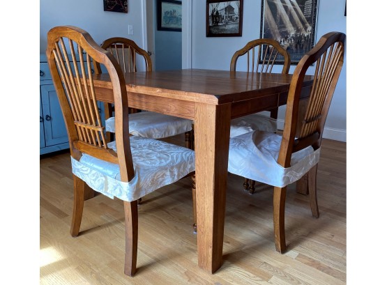 Distressed Dining Table W/Leaf & Six Chairs