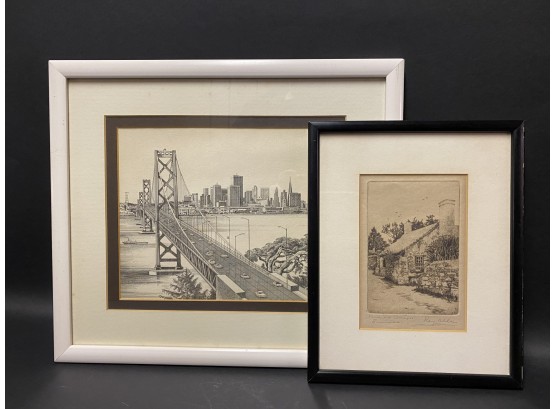 Two Black & White Drawings, One Artist-Signed