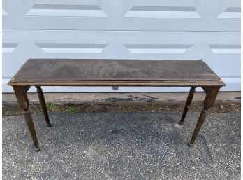 Antique Wooden Bench With Leather Top