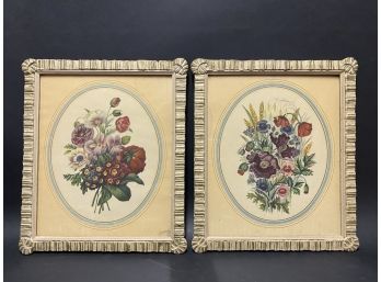 Two Vintage Floral Still-Lifes In Matching Frames