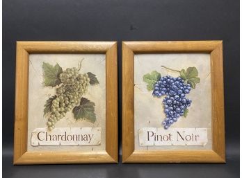 Wine Grapes Prints In Simple Wooden Frames
