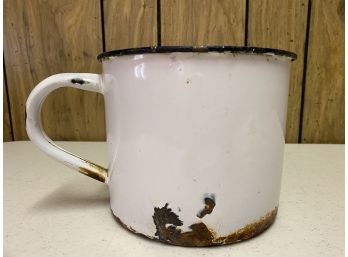 Large, Rustic, Vintage Enamel Camping Cup