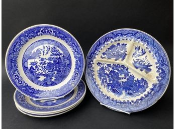 Vintage Blue Willow Transferware Plates