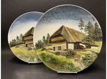 Two Identical Collector's Plates, Barn In The Pines
