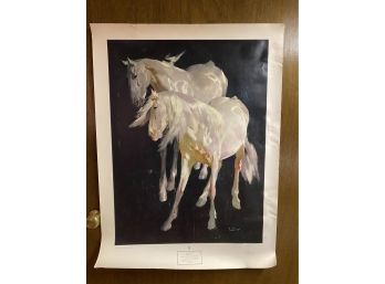 Art Print: Horses Against Blue Background, Ricardo Arenys