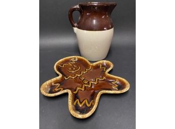 Collectible Hull Pottery Gingerbread Man & Vintage Milk Pitcher