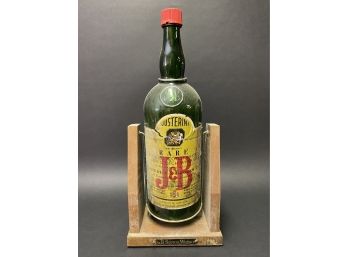 Very Large Vintage J&B Whiskey Bottle & Stand