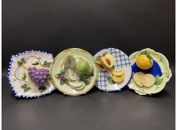 Set Of Four Whimsical Fruit Plates