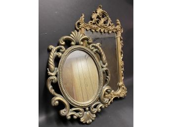 Vintage Rococo Syroco Mirror & Faux Gilt Mirror