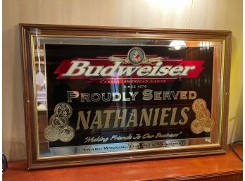 Budweiser Nathaniels Mirror Beer Sign