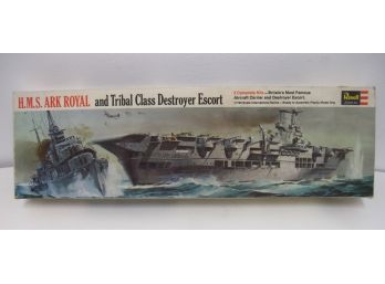 1967 Revell H.M.S Ark Royal And Tribal Class Destroyer Escort Model H-483-200 1/720 Scale Never Built