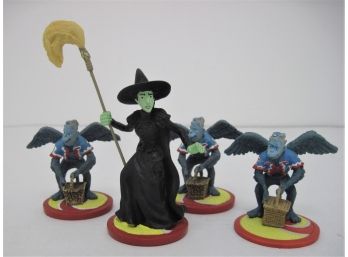 Group Of 4 Wizard Of Oz  Enesco Turner Entertainment  Cake Toppers Witch With Flying Monkeys