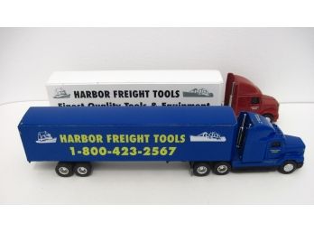 Pair Of Ertl  Harbor Freight Tools Diecast  Limited Edition Tractor Trailers 1:16 Scale