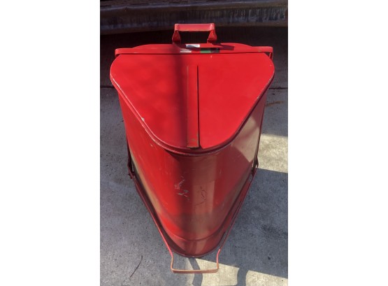 Vintage Red Oil Waste Can