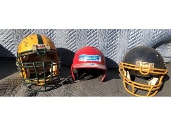 Lot Of 3 Sports Helmets Local HS