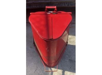 Vintage Red Oil Waste Can