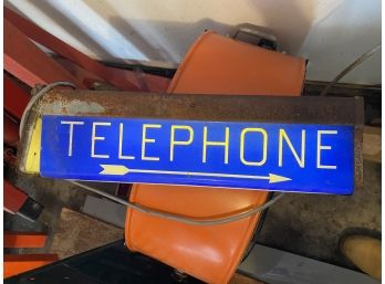 Vintage Double Sided Lighted Telephone Booth Sign