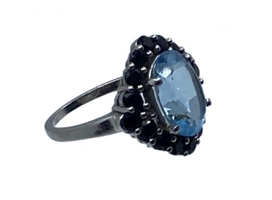 Sterling Silver Topaz & Sapphire Cocktail Ring, Sz. 9